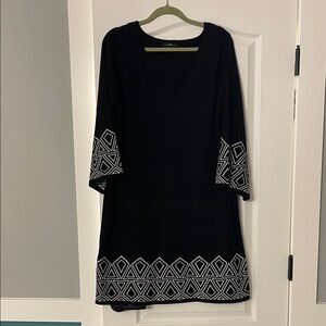 R&K Black Dress with White Geometric Accents